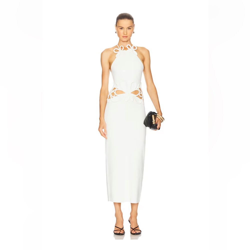 Cult Gaia Jena Knit Dress Off White XS Midi Dress
